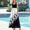 Ladies' floral print summer casual and fashionable sleeveless long dress
