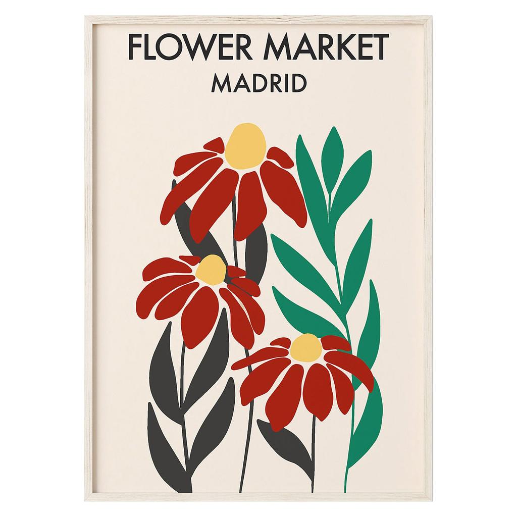 Minimalist Flower Poster Abstract Flower Market Canvas Painting Print Nordic Style Wall Art Picture for Living Room Home Decora