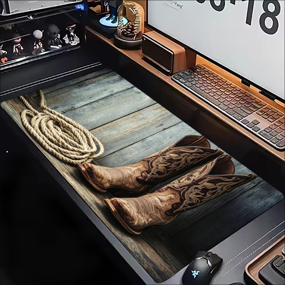 Vintage Western Cowboy Large Extended Mouse Pad Non Slip Rubber Desk Mat For Gaming Laptop Keyboard Home Office Setup