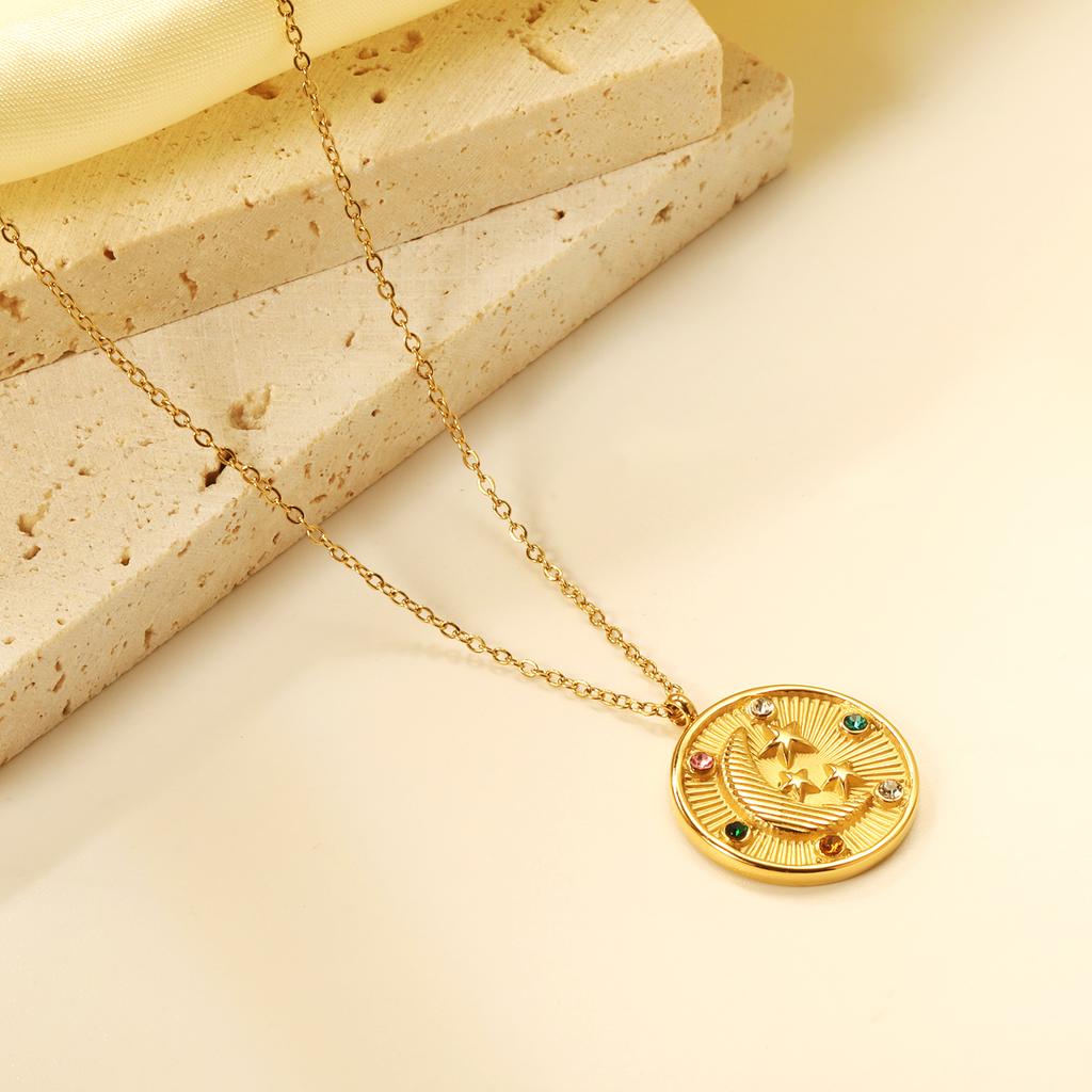 Moon Star Pendant Necklace Ladies Pendant Necklace Elegant Golden Stainless Steel Non Fade Necklace Luxury Jewellery Gifts