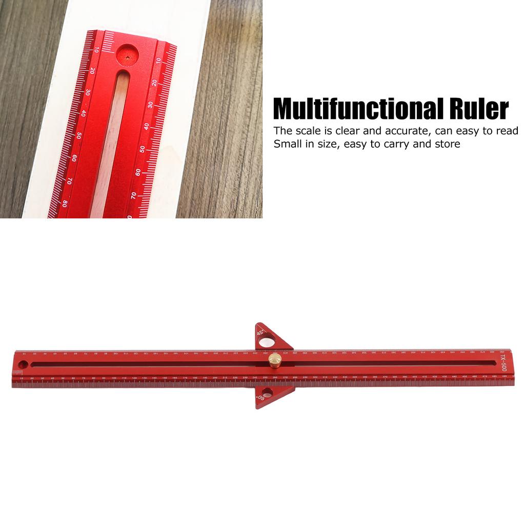 Woodworking T Track Ruler Multifunctional Aluminum Alloy Portable Wood Measuring Angle Ruler