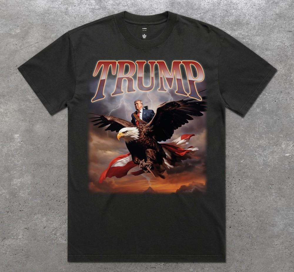 

СТИРАННАЯ футболка с орлом Дональда Трампа Топ Смешной Подарок на избирательную кампанию 2024 Американский M