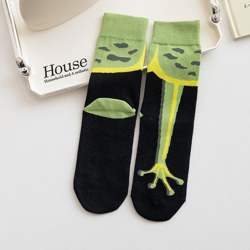 

1 пара Модні Милі Смішні З Малюнком Шкарпетки, Що Вбирають Піт, Дихаючі, Для Всіх Сезонів, Повсякденні Шкарпетки, Унісекс, Шкарпетки З Малюнком Лапки Качки Тварини A10