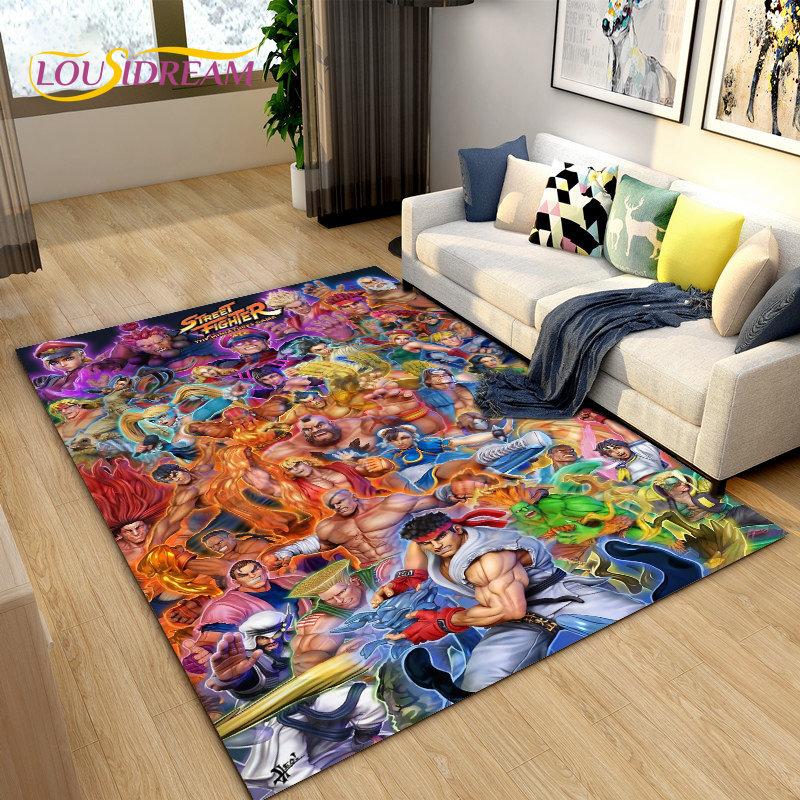 Retro Game Street Fighter Gamer Area Rug,Carpet Rug for Living Room Bedroom Sofa Doormat Decoration, Kid Play Non-slip Floor Mat