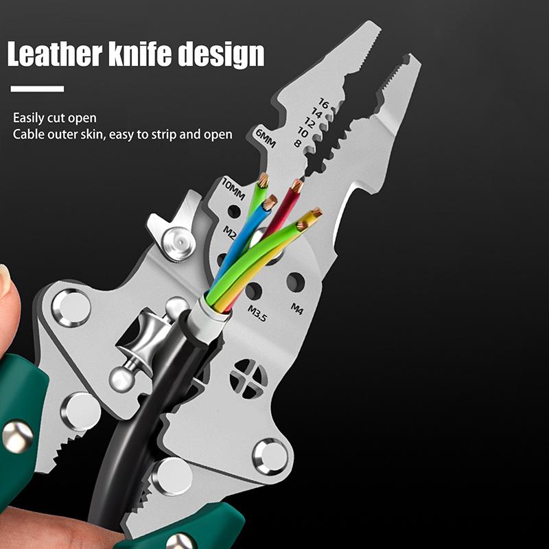1Pcs Multifunctional Foldable Wire Stripper Crimper Cable Cutter Pliers Electrician Cable Cutting Wiring Pulling Stripping Tools