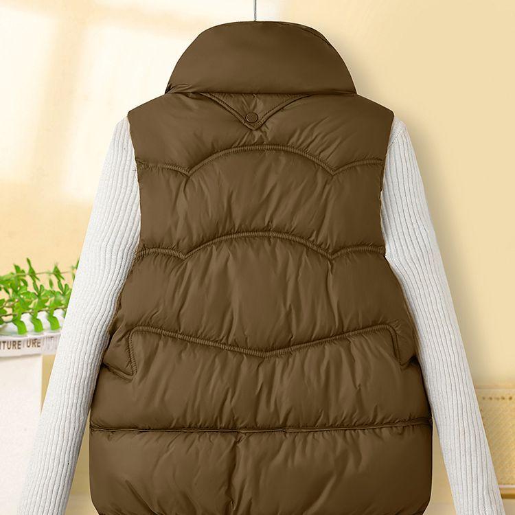 Fashion Short Down Cotton Vest Korean Style Stand Collar Loose Sleeveless Jacket for Autumn Winter