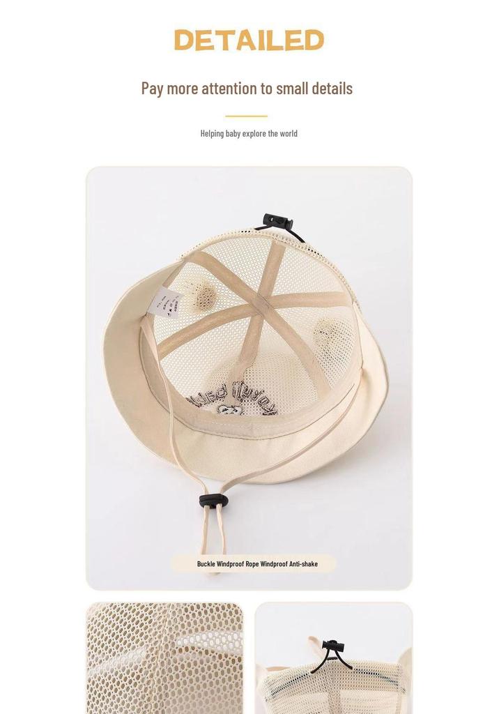 Breathable Mesh Little Bear Summer Hat for Kids - Sun Protection Bucket Hat for Boys & Girls