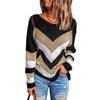 Women Jumper Loose Colorblock Sweater Long Sleeve Scoop Neck Cut Out Dropped Shoulder Casual Ribbed Knit Pullover