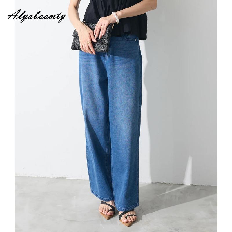 

Korean Style Spring Summer Women Basic Jeans High Waist Light/Dark Blue Casual Loose Denim Pants Vintage Chic Ladies Straight Jeans S темно-синий