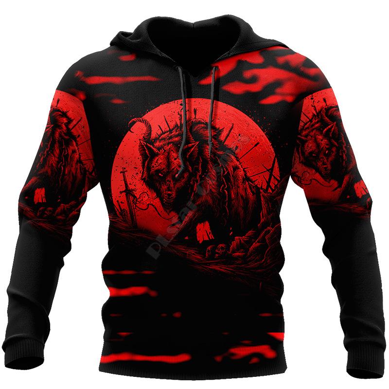 Men's Casual Tops Creative 3D Digital Tattoo Print Pullover Sweatshirt