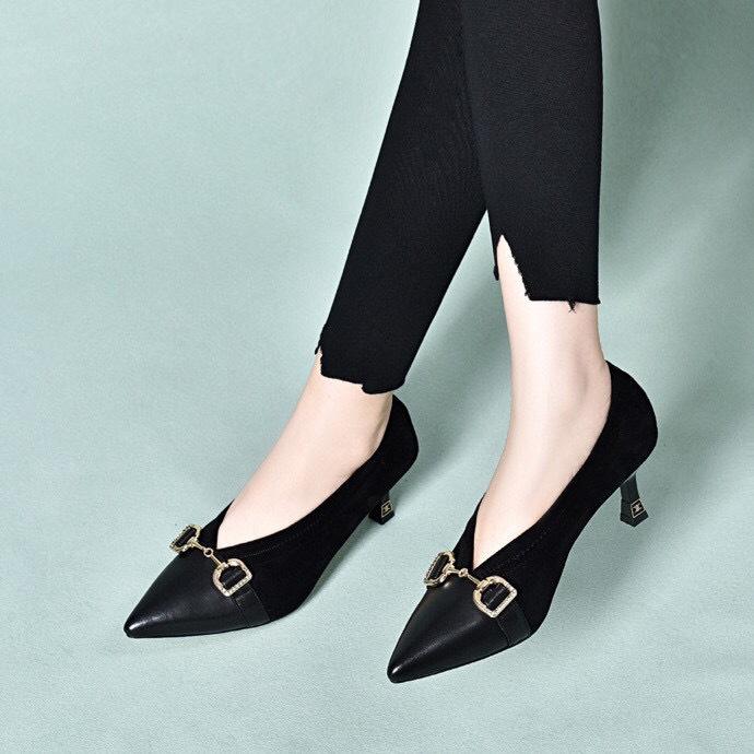 High heels women's spring new simple pointed thin high heels single shoes shallow mouth low top fashion women's shoes