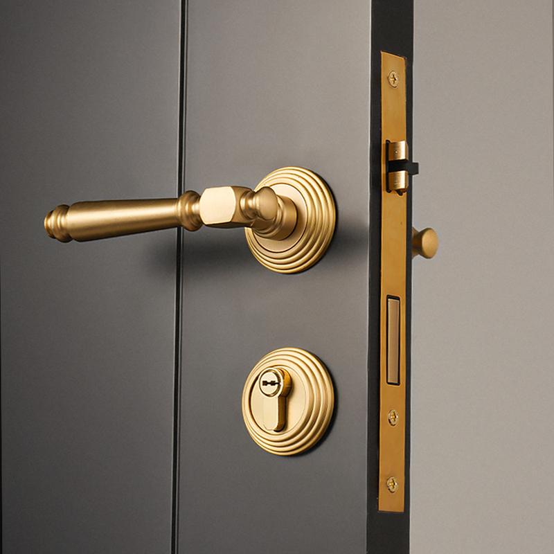 DOOROOM Luxury Brass Door Lock Modern Interior French Bedroom Door Handle Delicate Simple Room Living Room Furniture Hardware