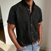 Men's Button Down Shirt Soft Sleeve T-Shirt Summer Vintage Short Casual Beach Fishing Tops with Pocket