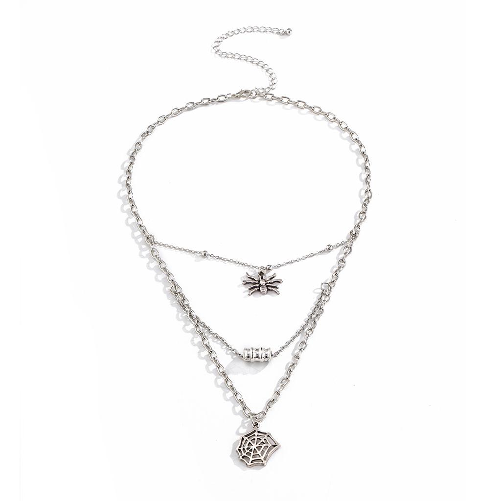 European and American Halloween spider web pendant fringed necklace female, sweet and cool geometric thin chain ins style jewelry