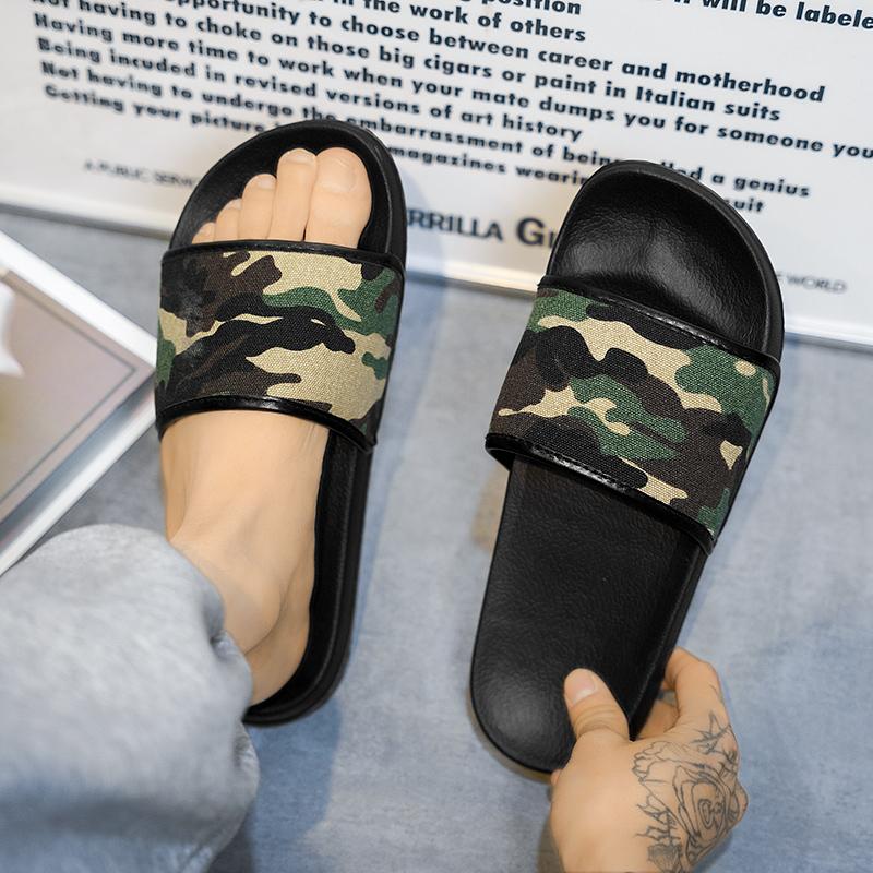 Men Camouflage Green Slippers Simple Flats Summer Outdoor Roman Sandals Open Toe Beach Shoes Plus Size