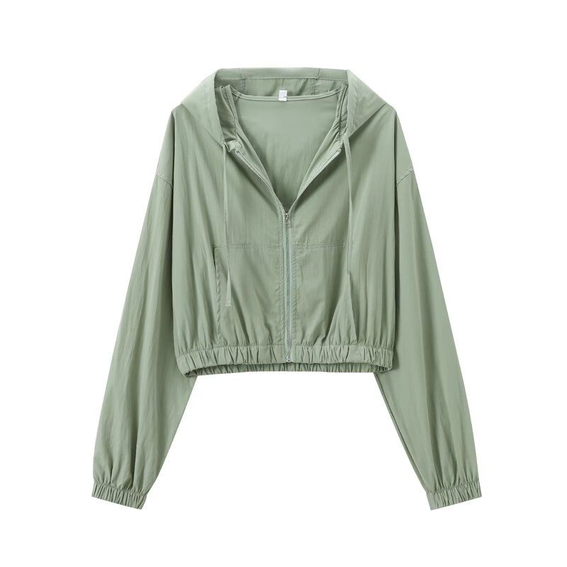 Fashion Style 2024 Summer New Women's Clothes Easiest for Match Long Sleeves Hooded Drape Short Coat High Waist Pants 5320805