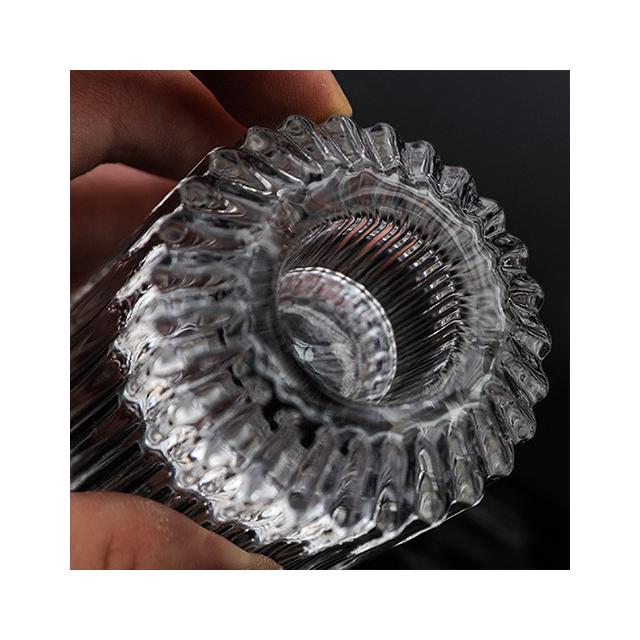Niche Creative Vertical Stripes Double-use Glass Candle Holders Stand for Christmas and Valentine's Day Home Decoration