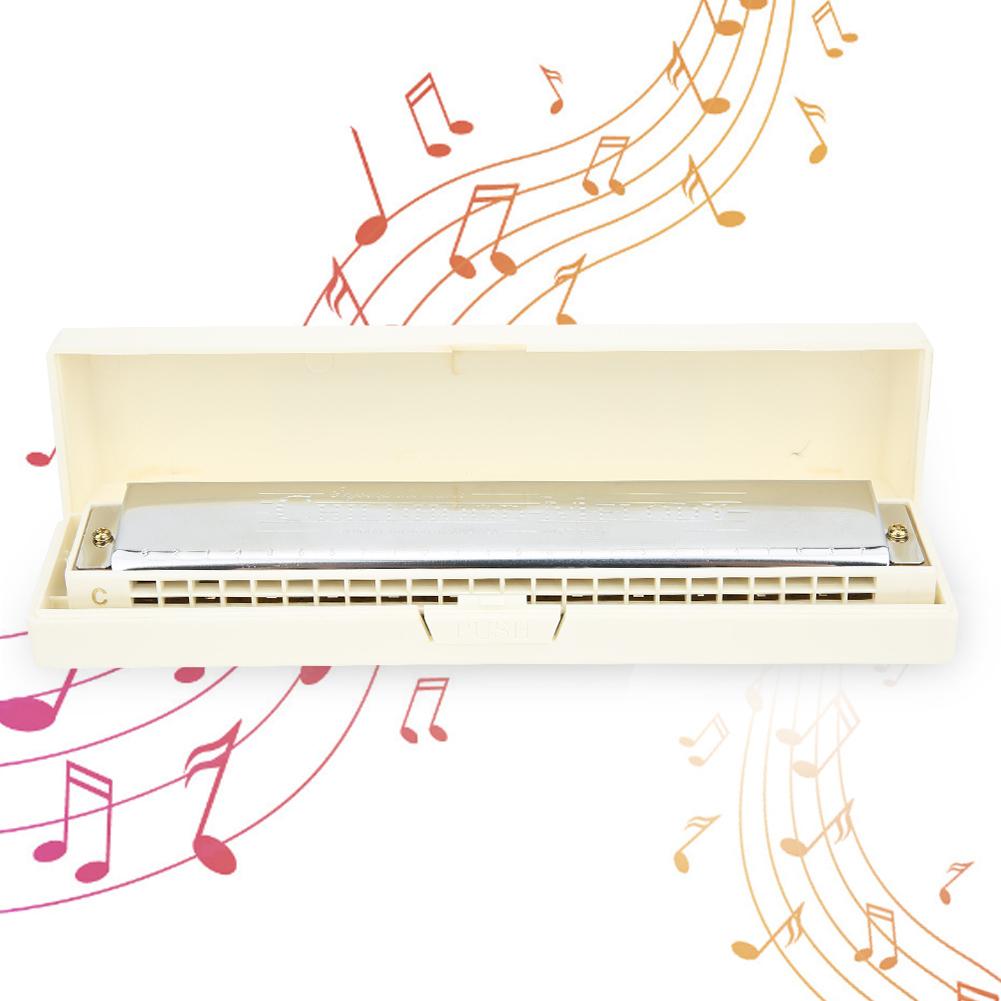 Professional Mouthorgan Harmonica Diatonic Harp C Key Stainless Steel Cover Plate 24‑Hole