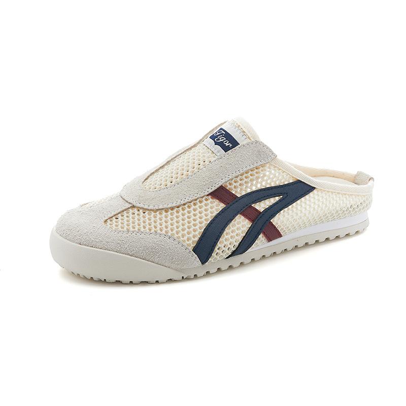 Leather Bag Head Slippers Women's 2025 Summer New Flat Bottom Breathable Sports Half Drag Women's Casual Versatile Retro Sandals