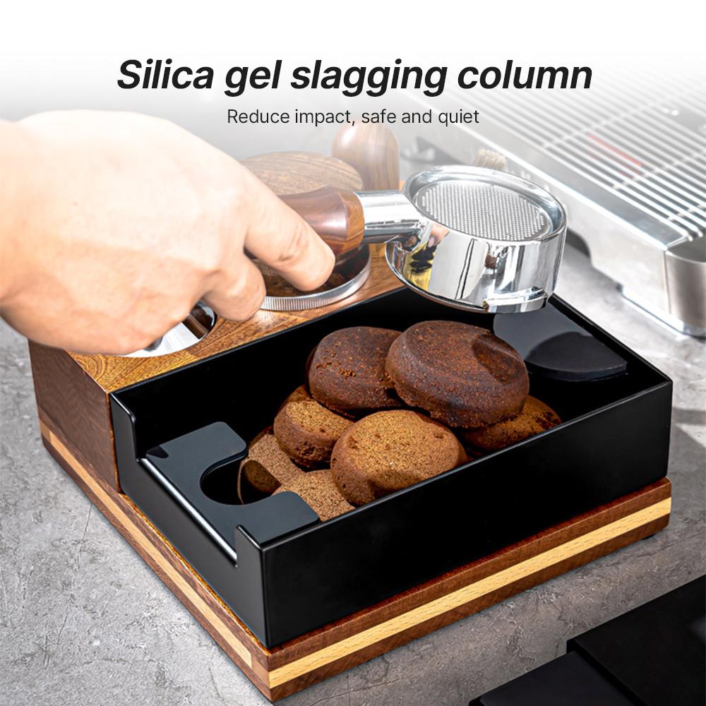 2-IN-1 Espresso-Stopfstation und abnehmbarer Abklopfbehälter 51-54/58 mm Kaffeestation Naturholz