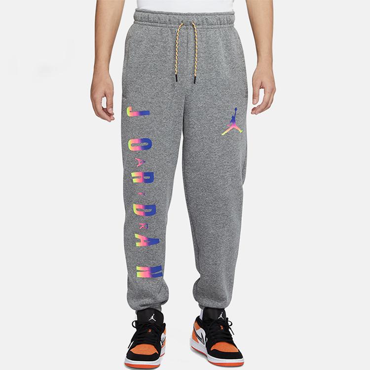 Jordan Sport DNA Hbr Fleece Long Knit Sweatpants With Colorful Logo Men Bottoms Gray CU9147-091