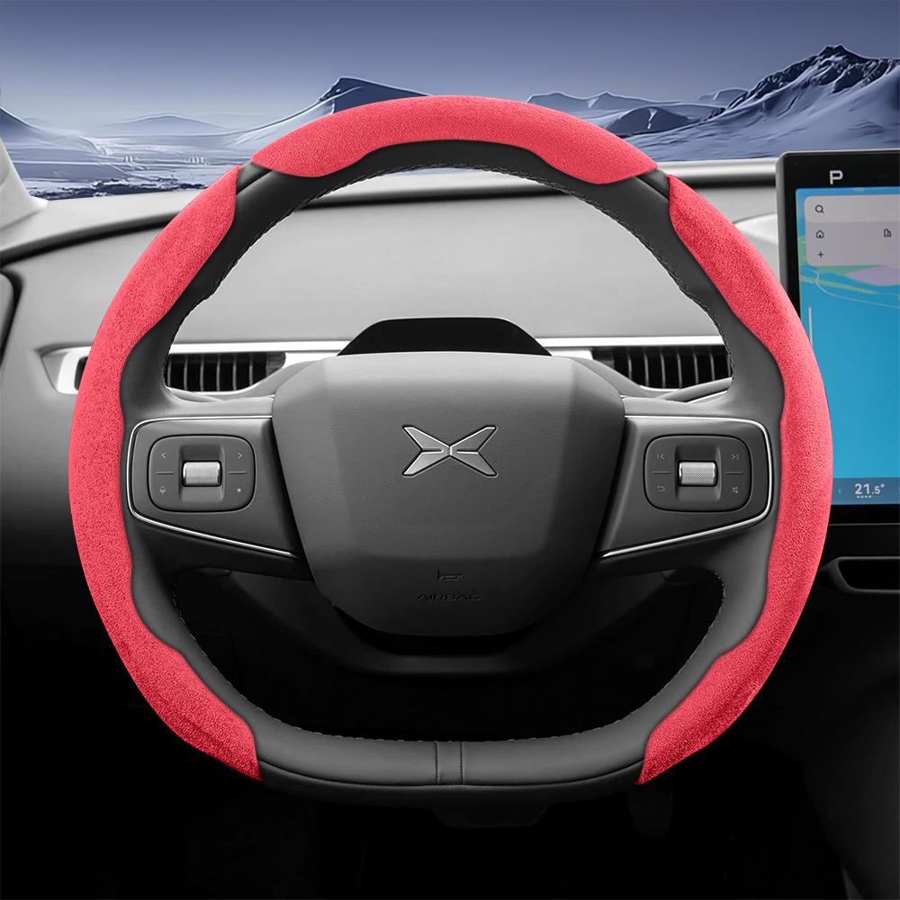 bpzsw1 Suitable for Xpeng Sports Suede Steering Wheel Cover, Split Snap-On Style, Non-Slip and Durable, for Models Such as G6, G9, P7, P7+, X9, G3,