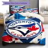 Toronto Blue Jays Pattern Bedding Set Quilt Cover Pillowcase Home Decor Gift (1 * Duvet Cover + 2 * Pillowcase, Without Core)