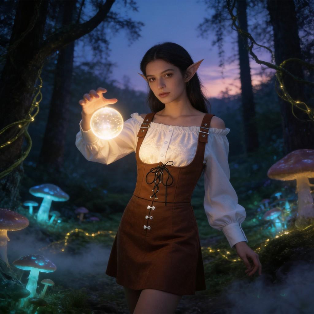Polyester Velvet Vest With Ears Border Long Sleeve For Halloween Cosplay And Fantasy Role Play