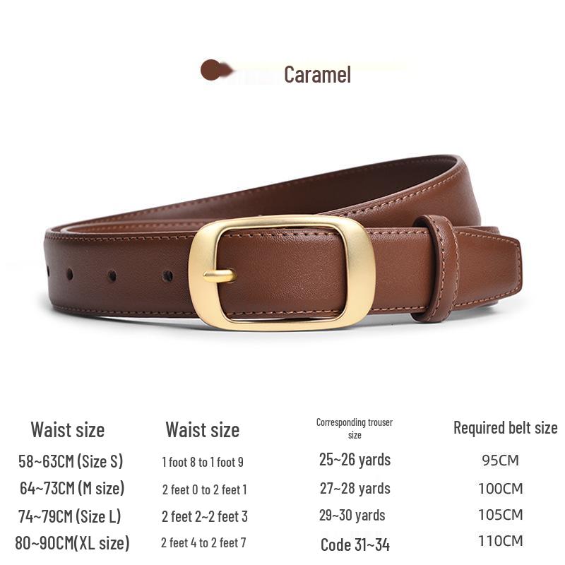 Women's Genuine Leather Versatile Black & Brown Decorative Belt for Jeans