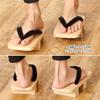 Paulownia Wood Geta Made in White Mikamo Size Black Straps [Takeharu] Men's Sandals, Two-Toothed, Japan, Wood, Geta, Komageta, 3L,
