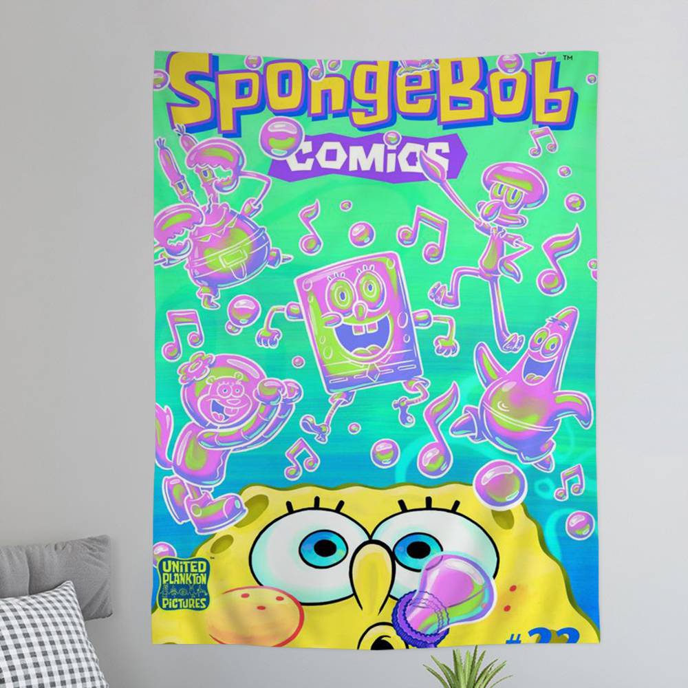 Cartoon SSpongebobs Cartoon Tapestry Art Science Fiction Room Home Decor Art Home Decor