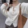Soft Waxy Pit Strip Long-sleeved Knitted Sweater Women's Autumn and Winter New Design Sense Split Fork with Thin Top