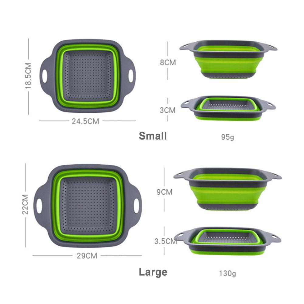 Silicone world Folding Drain Basket Fruit Vegetable Washing Basket Strainer Colander Collapsible Drainer Kitchen Storage Tools
