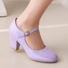 Women's Block High Heels Pumps Big Size 45 Lolita Mary Jane Shoes Elegant Black Red Pink Blue Heeled Office Wedding Shoes Ladies