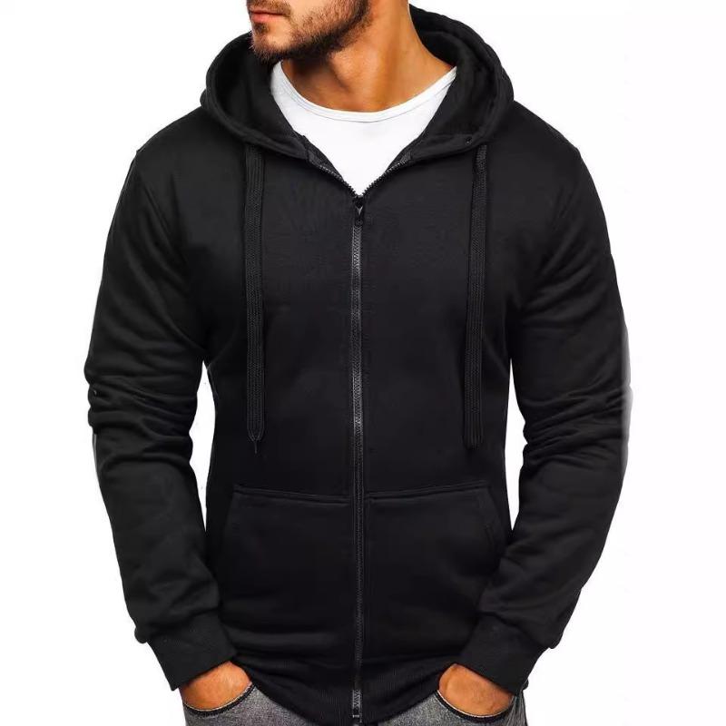 Men S Solid Color Zip Up Hooded Long Sleeve Cardigan Sweatshirt
