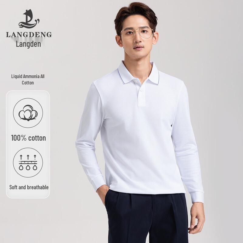 Men s Pure Cotton Long-Sleeve Polo Shirt 2XL