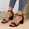 Fashion New Sandals Temperament Versatile Summer Round Toe Metal Thin Strap Bag Heel Non-slip One-line High Heels