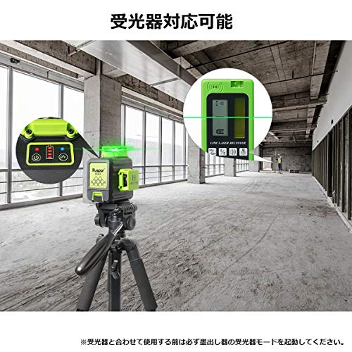 Huepar 3x360° Green Laser Level with Cross Line, Large Square, Full Line Illumination, Automatic Correction, Dual Power Supply, Type-C Rechargeable, R