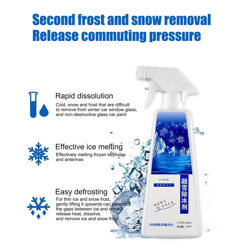 500 ml Ice Off Scheibenspray Enteisungsspray für Windschutzscheiben, Schmelzspray für Möbelglas, Scheinwerfer und Rückspiegel