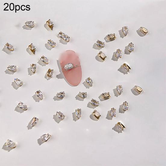 

20 шт. многоцелевые декоративные мини-стильные подвески для ногтей в форме капель воды в форме конских глаз, художественные стразы для женщин A серебряный