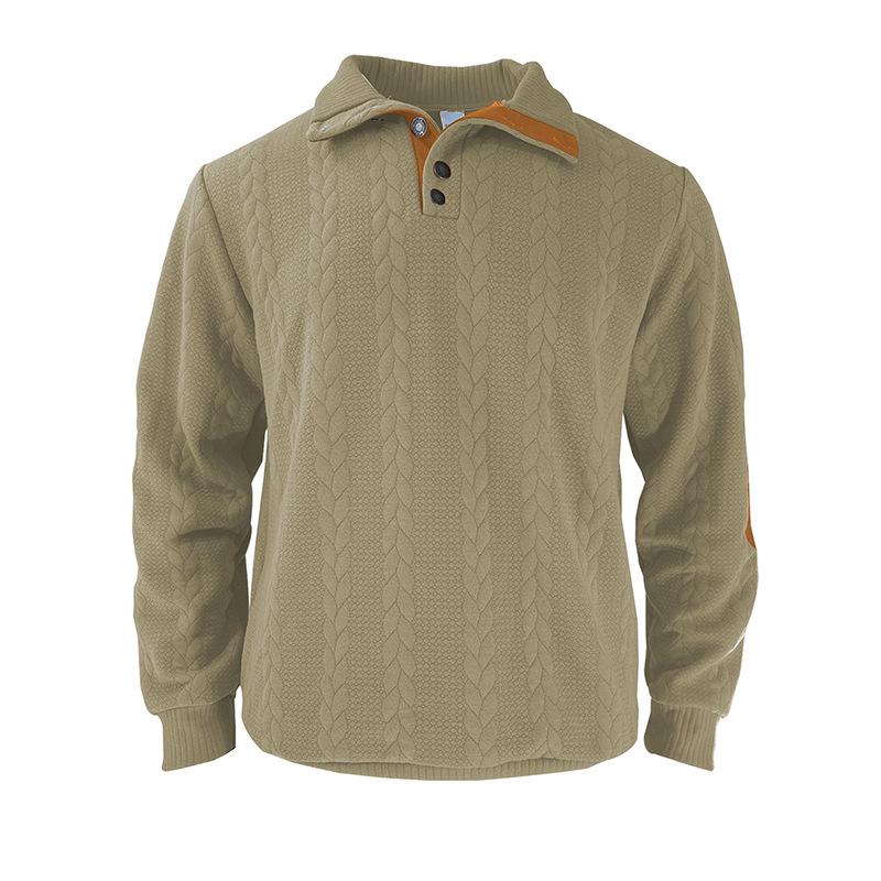 Men Fashion New Hoodless Jacquard Autumn Winter Long Sleeve Pullover Embroidered Patchwork Plus Size Sweatshirts for Mens Loose Fit Tops