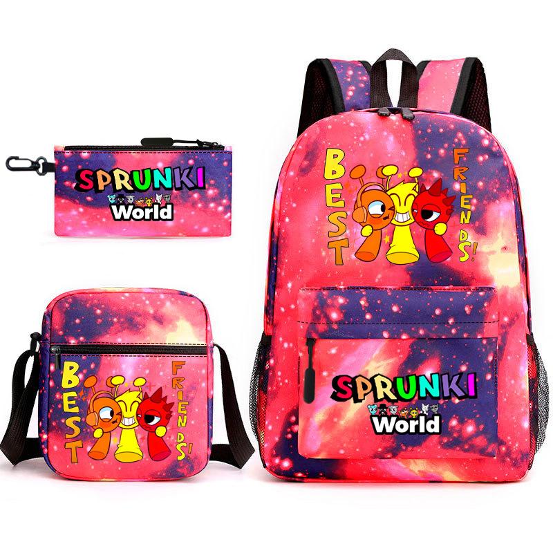 3D New Game Rhythm Box Sprunki School Bag Backpack Elementary and Secondary School Backpack Crossbody Bag Pencil Bag D