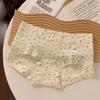 Sweet and Pure Girl Print Lace Edge Pure Cotton Underwear Women's No Steel Ring Anti-sagging Small Chest Gathering Thin Bra