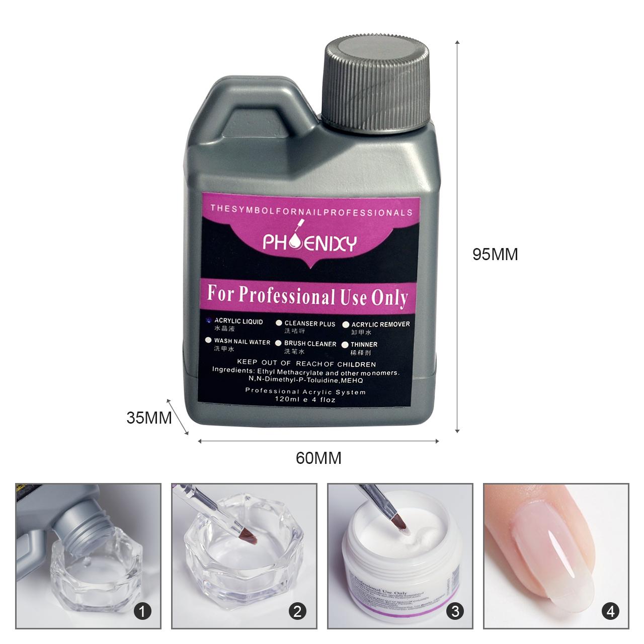 

PHOENIXY 120 мл/75 мл акриловая жидкость «сделай сам» для акриловой пудры для дизайна ногтей, акриловая жидкая мономерная жидкость для маникюра, инструмент для наращивания ногтей 120ml