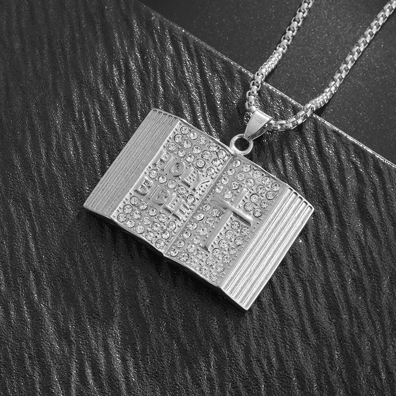 Neck Pendant Strong Price European and American Retro Bible Titanium Steel Pendant Necklace