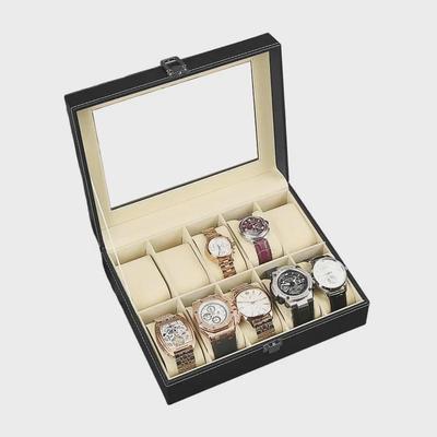 High-Grade PU Leather 10-Slot Watch Display Box for Jewelry and Business Storage