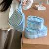 Oxford Cloth Blue Plaid Makeup Bag Waterproof Toiletry Bag Fashion Travel Storage Bag  Travel