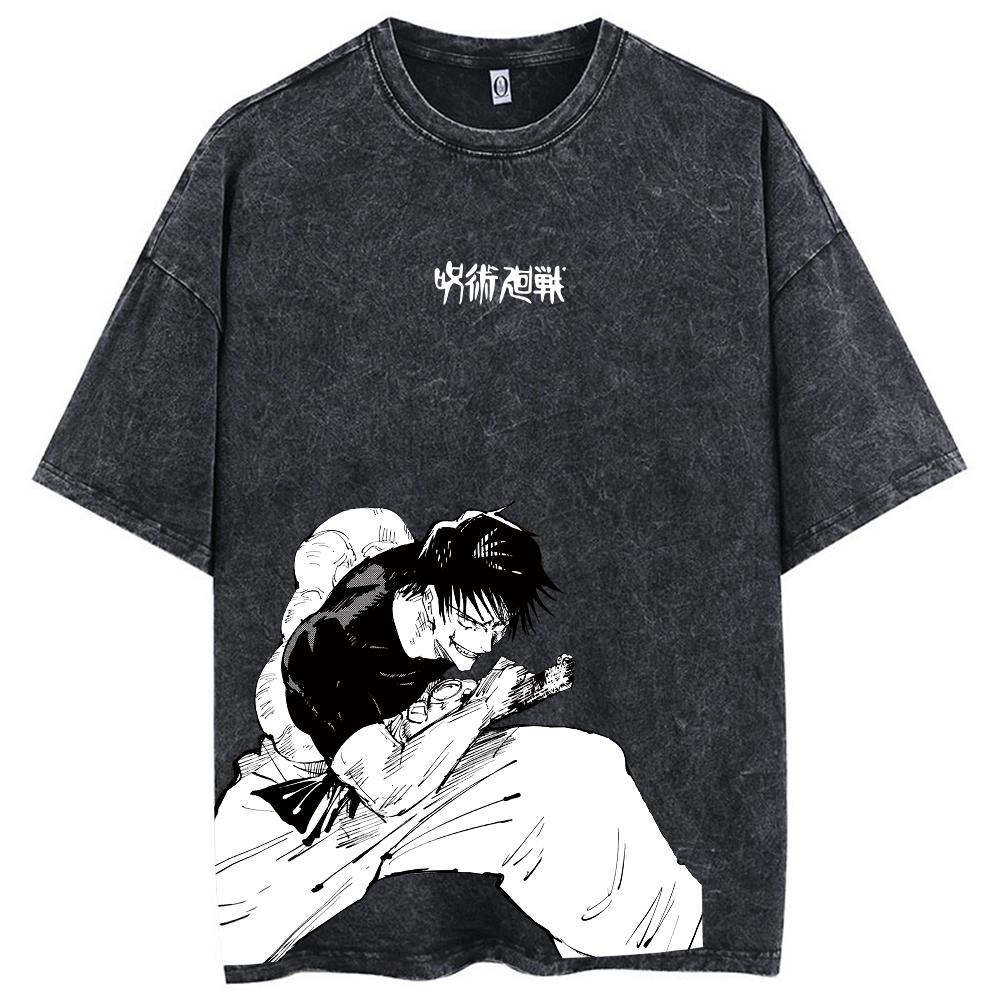 Anime Jujutsu Kaisen Fushiguro Toji Printed T Shirt Men Women Manga Tshirts Washed Cotton T-shirt Harajuku Unisex Oversized Tee