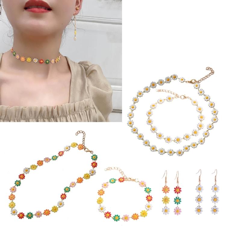 Painted Flower Bracelet Earring Hawaii Beach Necklace Jewelry Suitable for Girls