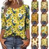 Women's Fashionable Casual Round Neck Three-Quarter Sleeve Printed T-Shirt Top